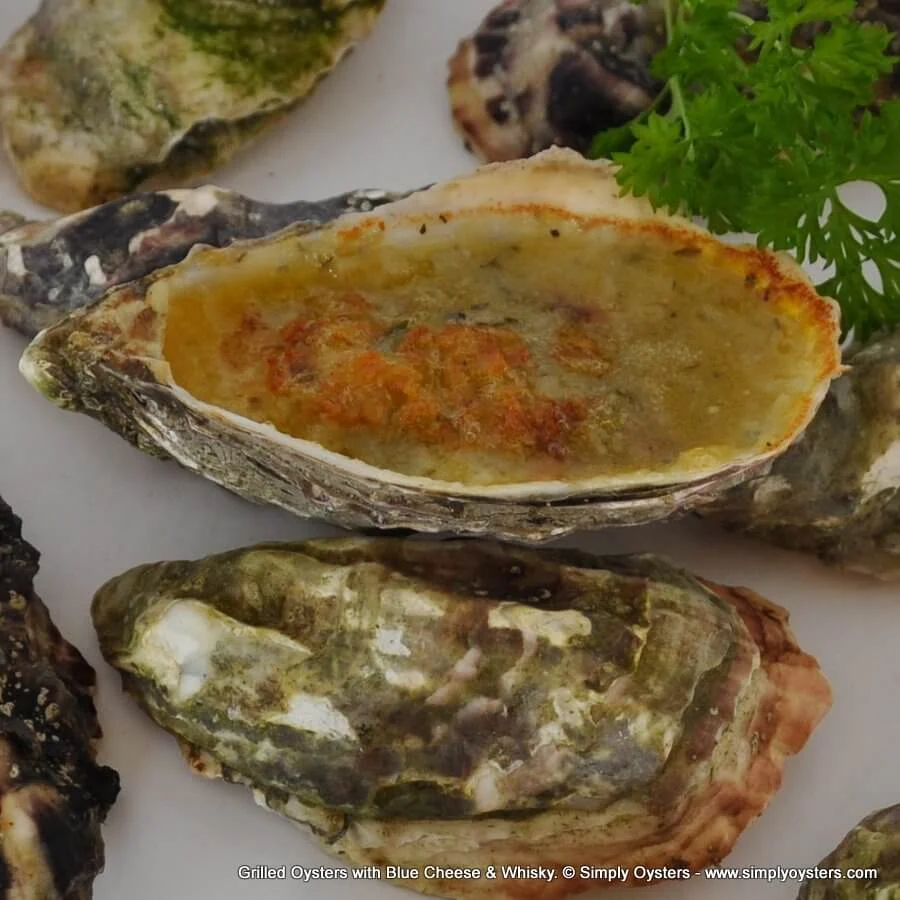 Grilled Oysters with Blue Cheese & Whisky