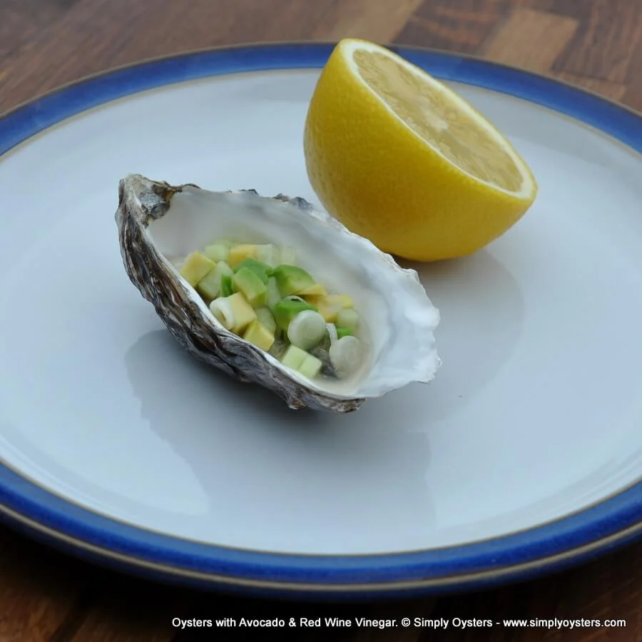 Oysters with Avocado & Red Wine Vinegar