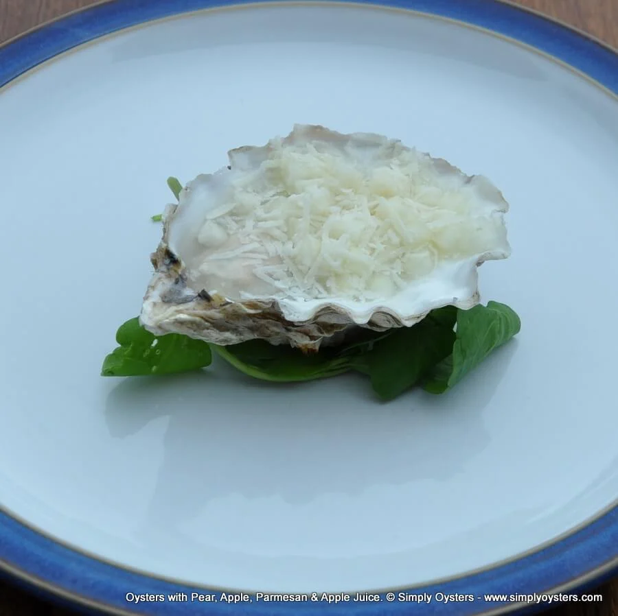 Oysters with Pear, Apple & Parmesan